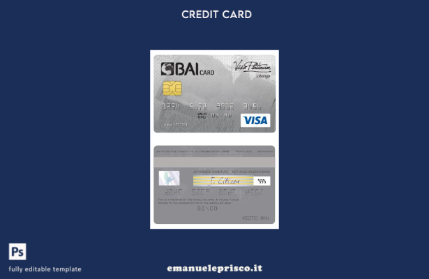 modello di carta platino per visto bancario Angola Bai in stile verificato